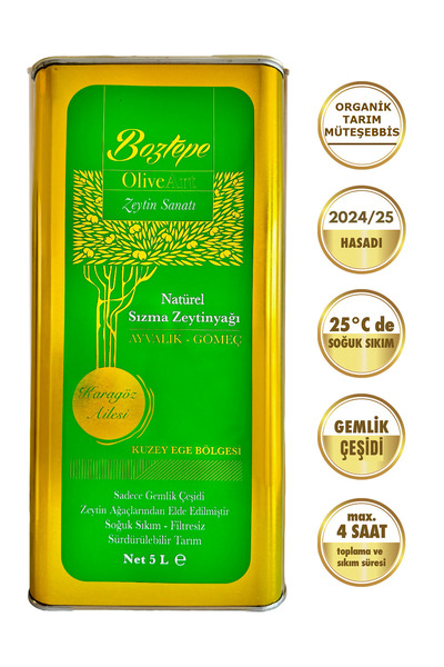OliveArt 2024/25 5 Lt Natürel Sızma Zeytinyağı Soğuk Sıkım Filtresiz 0,3 Asit