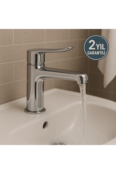 NOY Sink Faucet Stainless Chrome |   Single Lever Faucet |   Bathroom Fixture - 2 Years Warranty