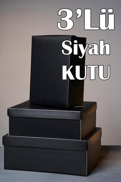 Dantelux Düz Siyah 3'Lü Çeyiz Kutusu