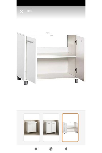 Ykm Şık Beyaz Banyo Alt Dolabı (10cm ayaklı,) Lavabo Dolabı72*45*40 Raflı, Çift Kapaklı