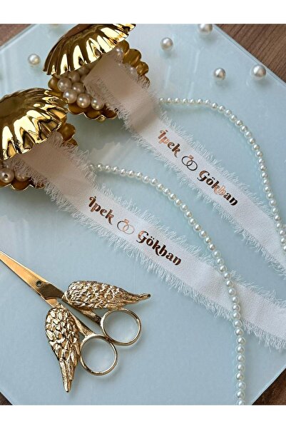 Atatuğ Hediyelik İncili İsimli Söz & Nişan Yüzük Kurdelesi (Dökülen İnci- Bey...