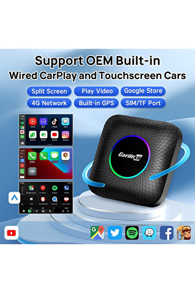 TARÇIN Carlinkit Tbox Max Ambient 13.0 8GB/128GB Kablosuz Carplay Youtube/net...