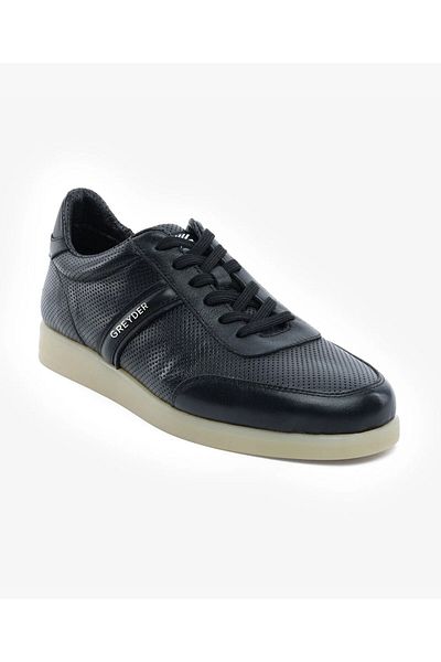 Greyder Men's Black Genuine Leather Sneaker Shoes 5Y1Sa18462