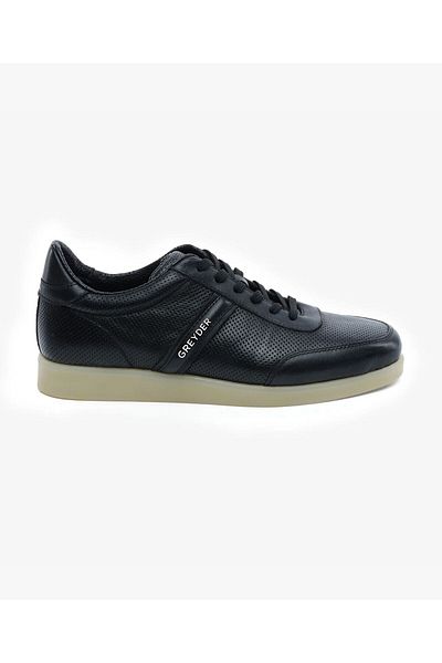 Greyder Men's Black Genuine Leather Sneaker Shoes 5Y1Sa18462