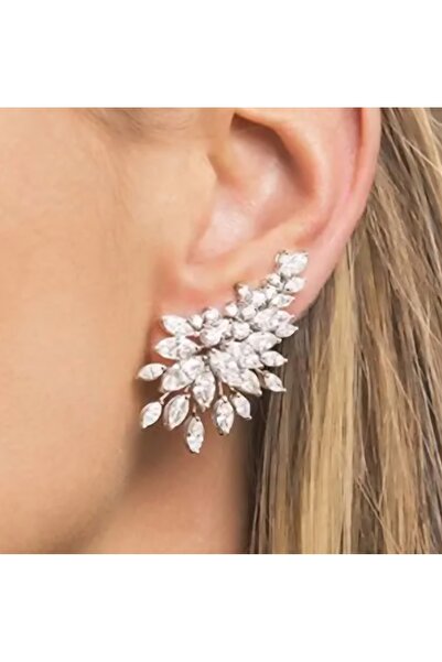 reyselstyle Zirkon Taşlı Gümüş Kaplama Çelik Küpe(KARARMA YAPMAZ)