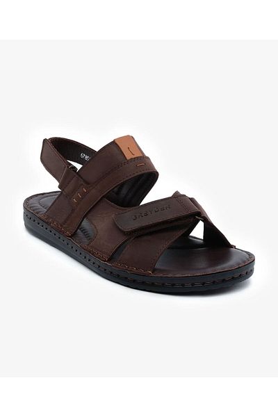 Greyder Ανδρικά πέδιλα καφέ από γνήσιο δέρμα 5y1fs67856