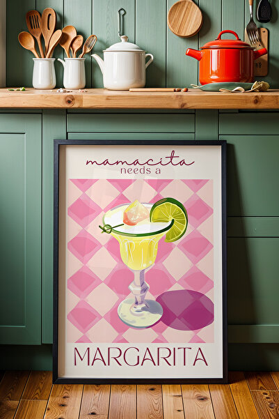 HİGUERA Margarita Pink Floor BAR Ζωγραφική τοίχου κουζίνας με φυσικό ξύλινο π...