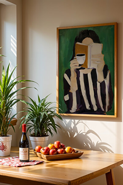 HİGUERA Βιβλίο και καφέ με χαρούμενες στιγμές KTB Ζωγραφική τοίχου κουζίνας μ...