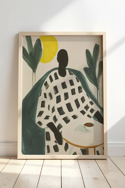 HİGUERA Γυναικεία ζωγραφική με θέμα τον ήλιο και το φυτό με μοντέρνα γραμμή μ...