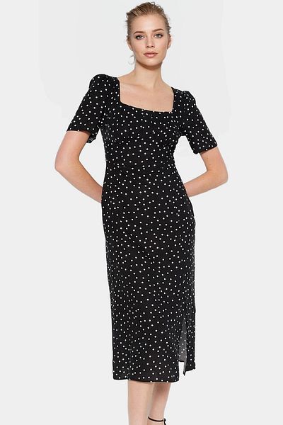 PayBuy Chic Polka Dot Midi Dress Viscose Fabric a Line Casual Distinguished Material Special Design Long Lasting
