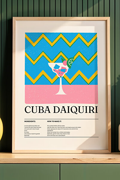 HİGUERA Cuba Daiquiri Rum Cocktail BAR Ζωγραφική τοίχου κουζίνας με φυσικό ξύ...