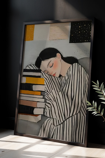 HİGUERA Αφηρημένο σχέδιο ζωγραφικής με φυσικό ξύλινο πλαίσιο ενώ φανταζόμαστε...