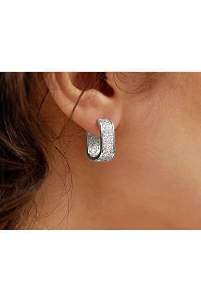 reyselstyle Zirkon Taşlı Gümüş Kaplama Çelik Küpe(KARARMA YAPMAZ)