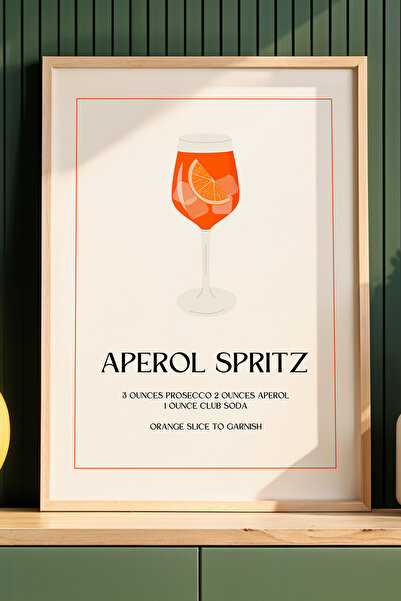 HİGUERA Πίνακας τοίχου κουζίνας Aperol Spritz BAR με φυσικό ξύλινο πλαίσιο
