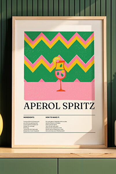 HİGUERA Aperol Spritz Cocktail BAR Ζωγραφική τοίχου κουζίνας με φυσικό ξύλινο...