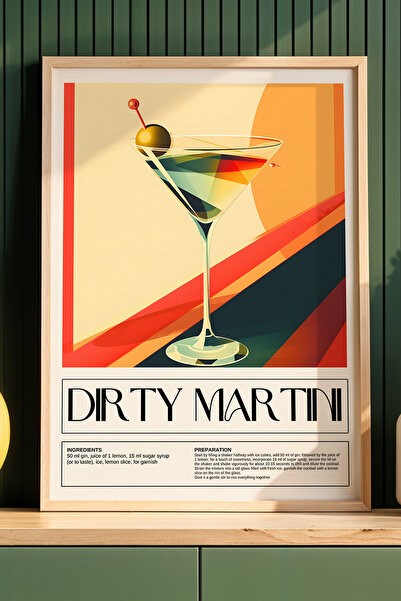 HİGUERA Κοκτέιλ Dirty Martini BAR Ζωγραφική τοίχου κουζίνας με φυσικό ξύλινο ...