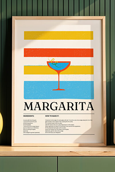HİGUERA Margarita Cocktail BAR Ζωγραφική τοίχου κουζίνας με φυσικό ξύλινο πλα...