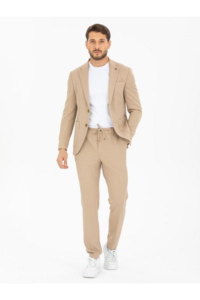 SNSA MODA Drawstring Men's Suit Stylish Summer Lycra Slim Fit Cut Mold