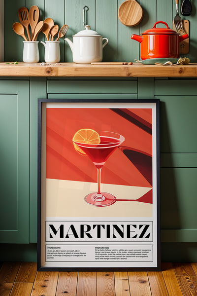 HİGUERA Minimal Martinez Illustration BAR Ζωγραφική τοίχου κουζίνας με φυσικό...