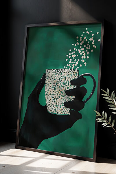 HİGUERA Επιτραπέζιο πλαίσιο από φυσικό ξύλο με θέμα το κύπελλο καφέ με μαύρη ...