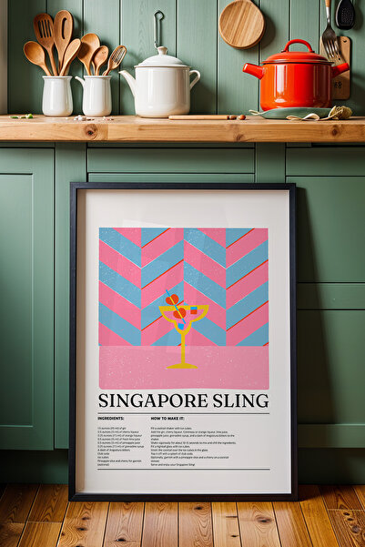 HİGUERA Singapore Sling Cocktail Αξεσουάρ κουζίνας Τραπέζι με φυσικό ξύλινο π...