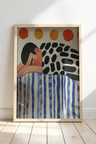 HİGUERA Μοντέρνα Τέχνη Αγγίξτε τον ύπνο άντρας Πίνακας τοίχου με φυσικό ξύλιν...