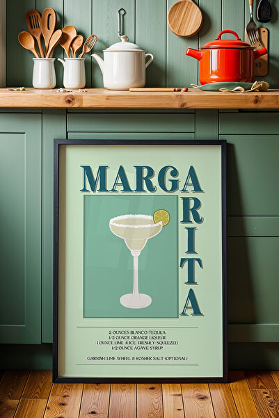 HİGUERA Ζωγραφική τοίχου κουζίνας Margarita Colorful BAR με φυσικό ξύλινο πλα...
