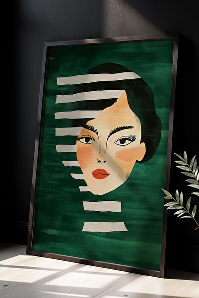 HİGUERA Αφηρημένο ριγέ πορτρέτο προσώπου - Μοντέρνα και αιτιώδης τέχνη Πίνακα...