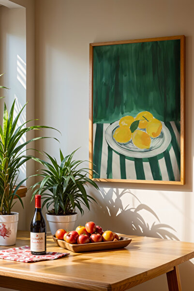 HİGUERA Ιταλικό στυλ Lemons KTB Ζωγραφική τοίχου κουζίνας με φυσικό ξύλινο πλ...