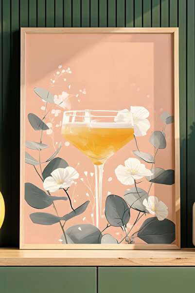 HİGUERA Floral Yellow Cocktail Kitchen Cocktail Bar Εικονογράφηση Πίνακας με ...