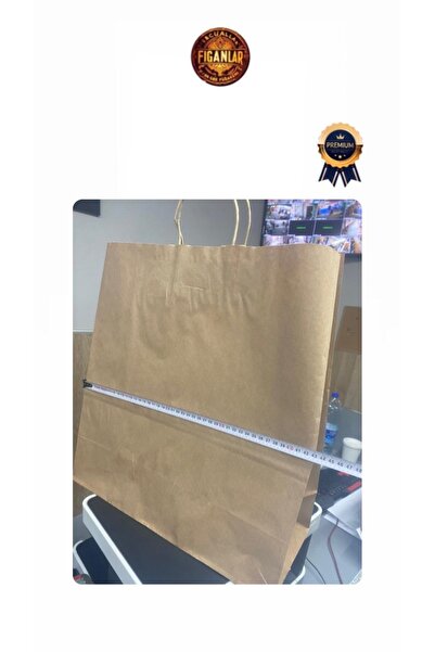 figanlar ambalaj 25 Adet 1.Kalite Kraft Büküm Saplı BÜYÜK BOY Hediye Poşeti/Kağıt Çanta 45x43x18cm