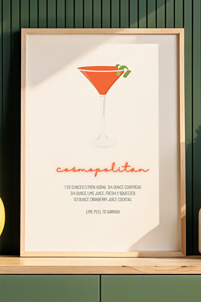 HİGUERA Cosmopolitan Cocktail BAR Ζωγραφική τοίχου κουζίνας με φυσικό ξύλινο ...