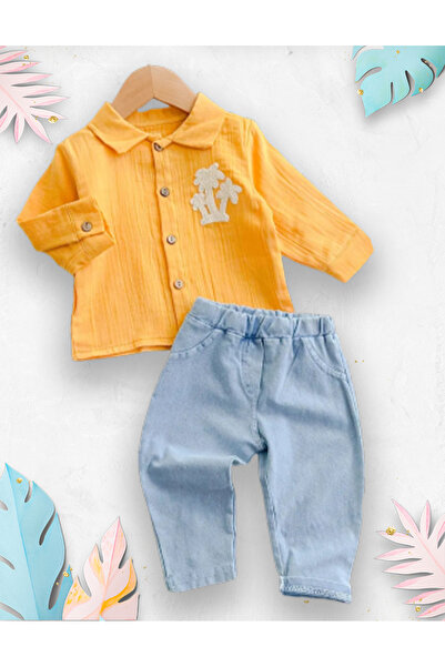 MÇ FAMİLY STORe Baby Boy Children's Muslin Shirt Pants for Holidays and Special Occasions 2-Piece Bottom Top Set