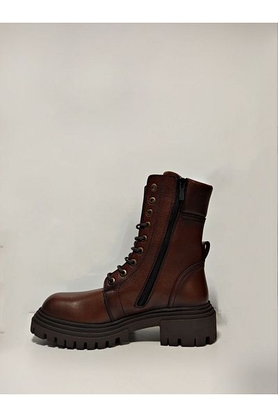 Castle Black Yldz-9233-1 Γυναικείες Μπότες από Γνήσιο Δέρμα Καφέ