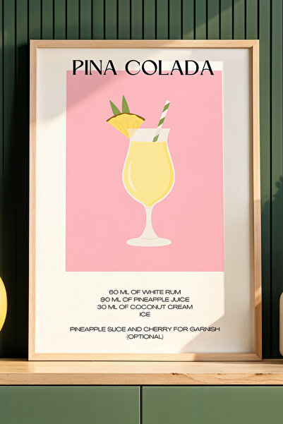 HİGUERA Pina Colada Pink Background Cocktail BAR Ζωγραφική τοίχου κουζίνας με...