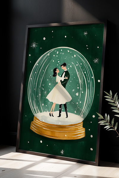 HİGUERA Ρομαντικό ζωγραφική με θέμα το Snow Globe Love and Fairy Tale Air με ...