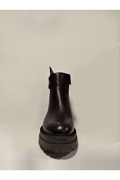Castle Black Yldz-26255-1 Γυναικείες μπότες από γνήσιο δέρμα καφέ