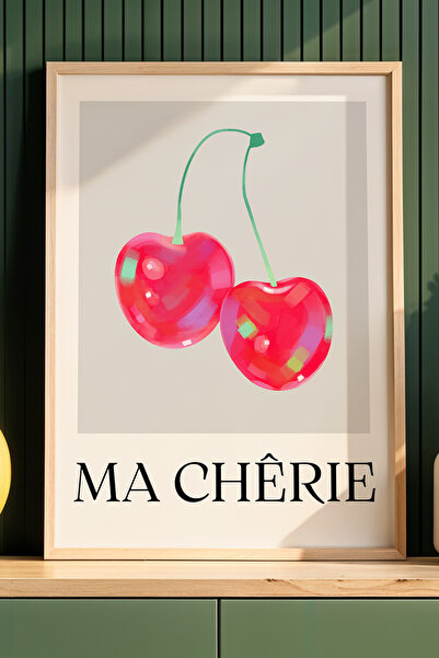 HİGUERA Ma Cherie Cherry Illustrated BAR Ζωγραφική τοίχου κουζίνας με φυσικό ...