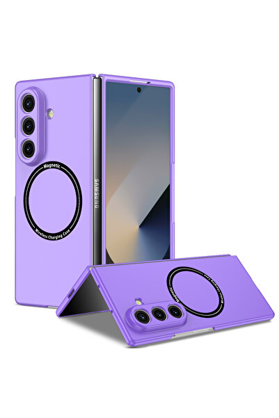 REDz Accessories Husă Magsafe, rezistentă la șocuri, compatibilă cu Samsung Z Fold 3, încărcare wireless, liliac