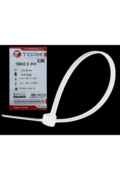 By mag Tork 2.5x100 mm Cırt Kelepçe Kablo Bağı Beyaz