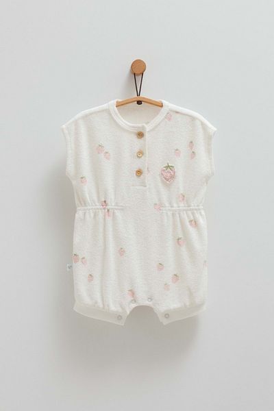 Caramell 100% Cotton Towel Fabric Baby Girl Short Sleeve Romper