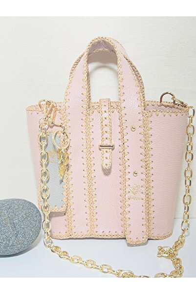 Marinca PİNK Hakiki Gerçek Deri Omuz El Çantası Pembe