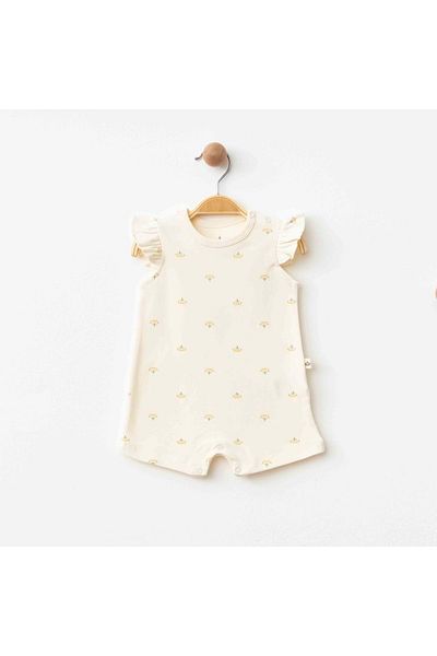 ESLENZA Floral Short Jumpsuit Ecru