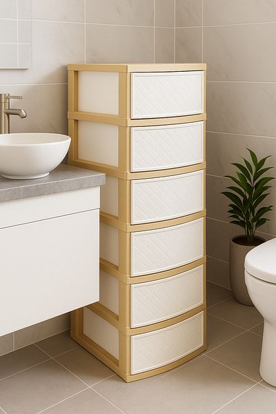 ALMUFARREJ Plastic 6-tier Utensils Storage Drawer, 42 Cm X 34 Cm X 124 Cm Size