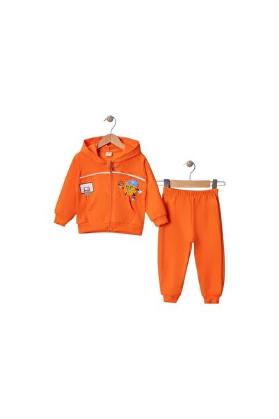 Babexi بدلة رياضية بسترة مطرزة بقلنسوة برتقالية