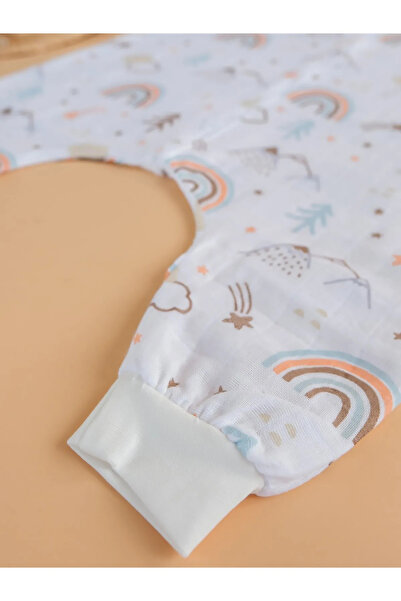 MAGIC PORT Summer Muslin Sleeping Bag, 0.5 Tog Single Layer Children's Sleeping Bag, Rainbow Patterned Baby Unisex Sleeping Bag