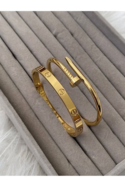 Perry Accesories 5 yonca çift taraflı beyaz mineli çivi ve taşlı model çelik kelepçe seti 3 lü çelik set