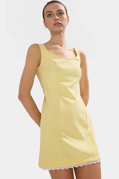 PayBuy Summer A-Line Mini Dress Woven Fabric with Lace Detail Professional Look Zarifane Design