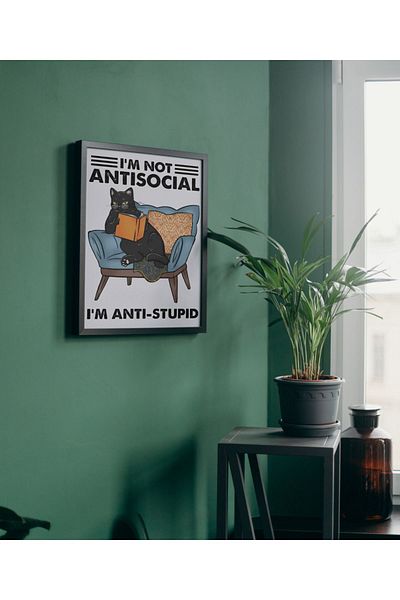 Arthopia Vintage Pinterest Δεν είμαι αντιοικονομική γάτα με πλαίσιο υψηλής ποιότητας διακοσμητικό σχέδιο ζωγραφικής