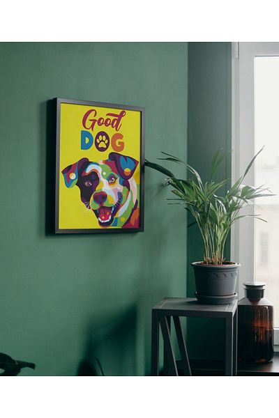 Arthopia Good Dog Happy Dog Αφίσα με κορνίζα Υψηλής ποιότητας διακοσμητικό σχέδιο ζωγραφικής